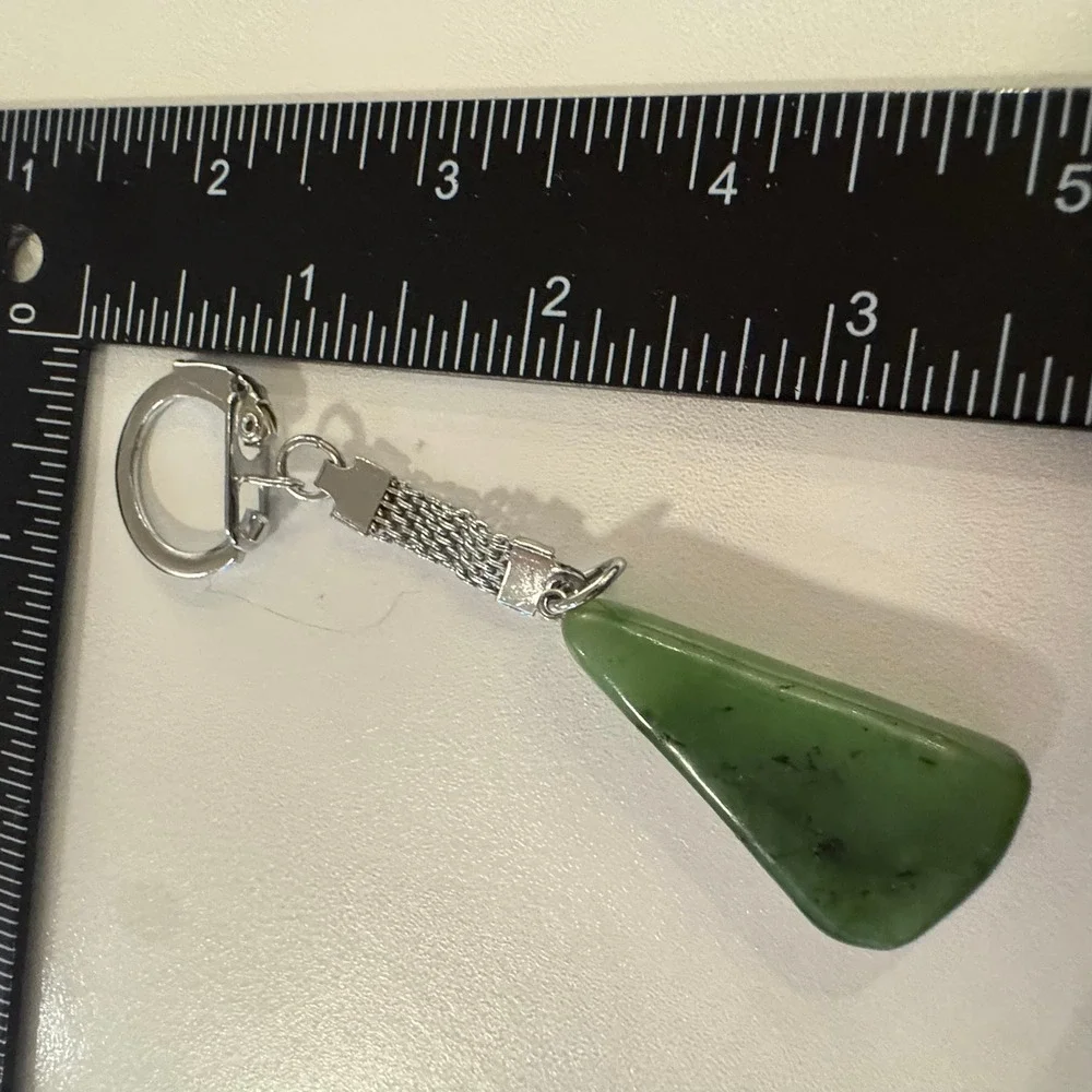Green Stone Keychain, Polished‎ Green Rock Keyring, Bag Charm Accessories